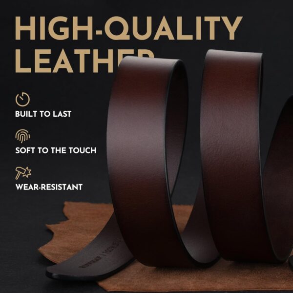 Buffway Men's Leather Belt,1.5" Handmade Top-Grain Leather–D... - Image 4