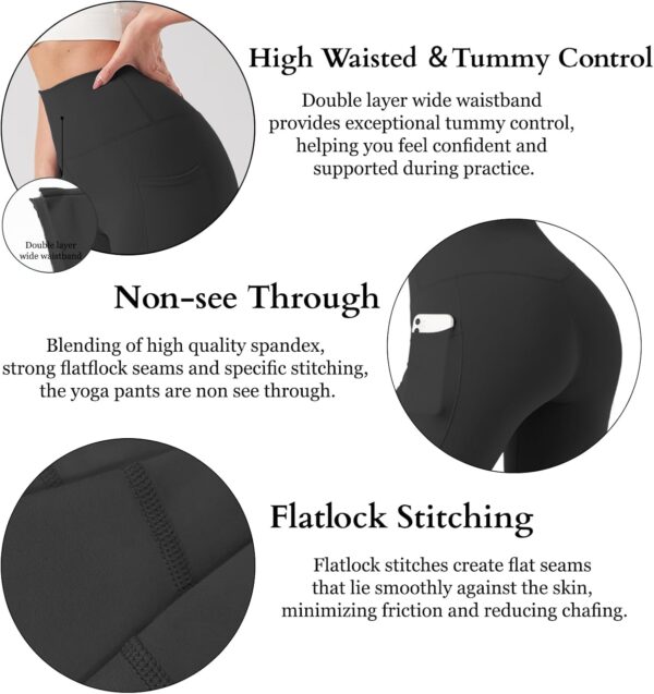 High Waisted Yoga Pants with Pockets, Tummy Control Workout ... - Image 4
