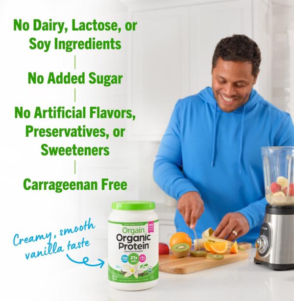 Orgain Organic Vegan Protein Powder, Vanilla Bean - 21g Plan... - Image 7