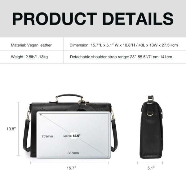 ECOSUSI Women's Briefcase Vegan Leather Laptop Bag for Work ... - Image 7