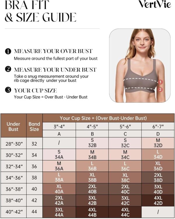 Vertvie Women's Seamless Bra Wireless Push Up Support Bra Co... - Image 6