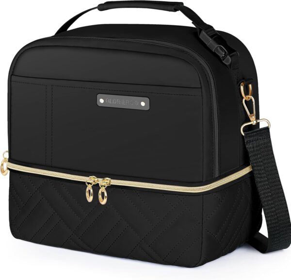 Large Lunch Bag Women - 2 Tier Vegan Leather Insulated Leakp... - Image 2