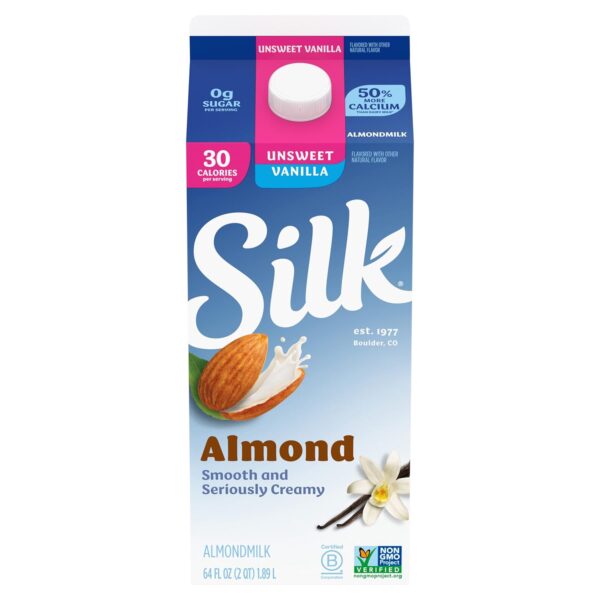 Silk Almond Milk, Unsweet Vanilla, Dairy Free, Gluten Free, ... - Image 4