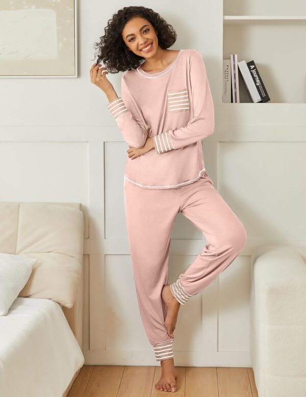 Ekouaer 2 Pack Womens Pajama Sets Long Sleeve Lounge Sets So... - Image 3