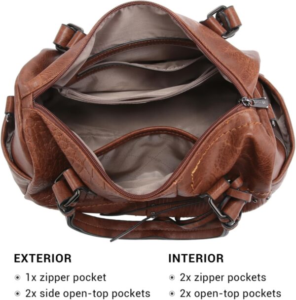 Dasein Women Soft Vegan Leather Barrel Bags Large Hobo Top H... - Image 5