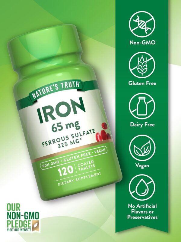 Nature's Truth Iron Supplement | 65mg | 120 Tablets | 325mg ... - Image 4