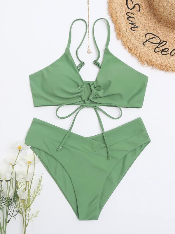 Meetall Women's High Cut String Triangle Bikini Set Swimsuit... - Image 8