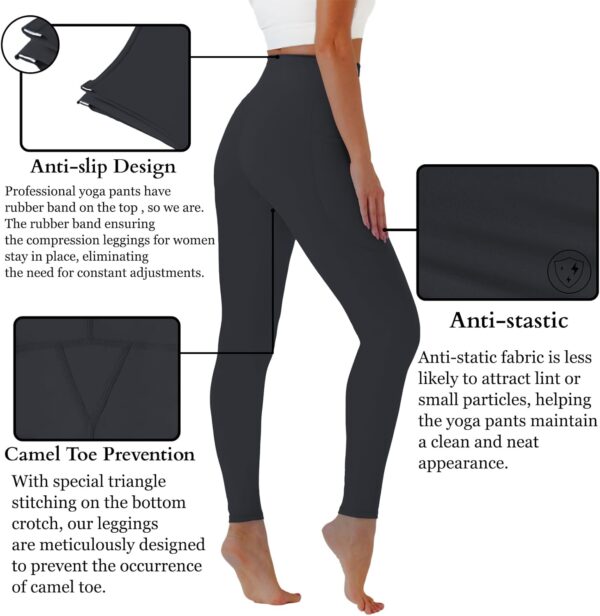 High Waisted Yoga Pants with Pockets, Tummy Control Workout ... - Image 3