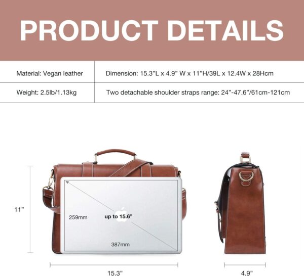 ECOSUSI Backpack for Women Briefcase Messenger Laptop Bag Ve... - Image 7
