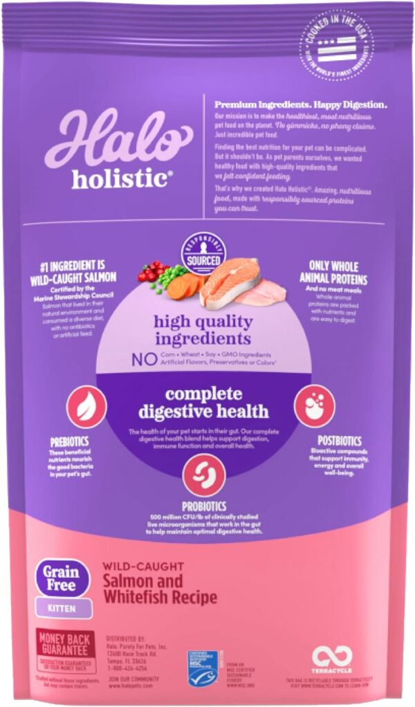Halo Holistic Kitten Food Dry , Grain Free Wild - caught Sal... - Image 3