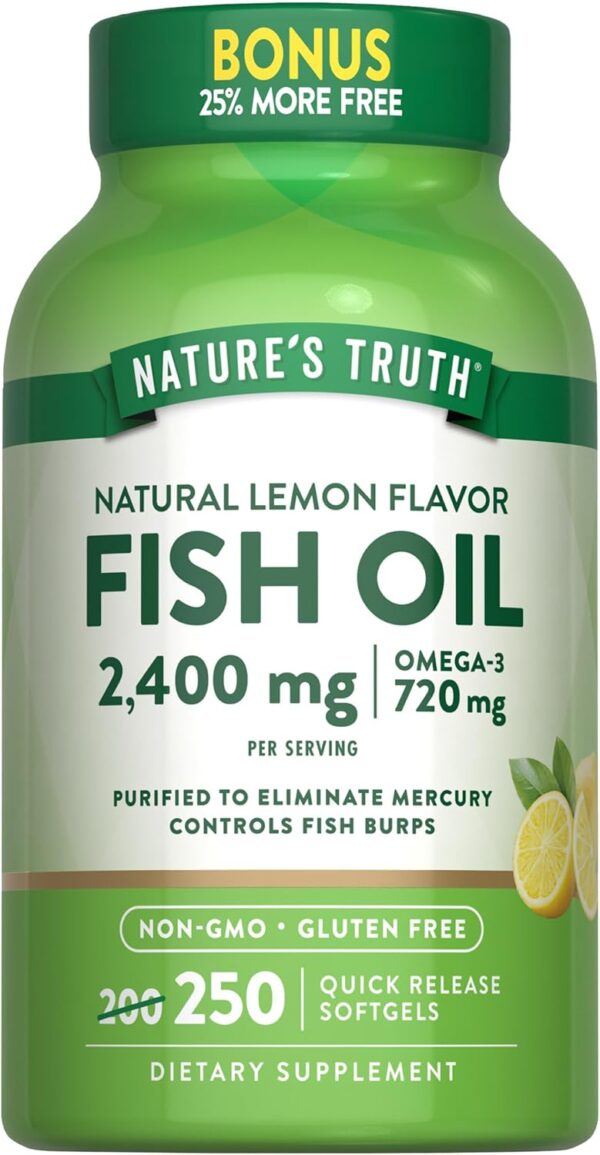 Nature's Truth Burpless Fish Oil 2400mg | 250 Softgels | 720... - Image 2
