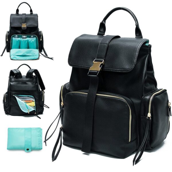 MOMINSIDE Diaper Bag Backpack with 14 Pockets, Leather Baby ... - Image 2