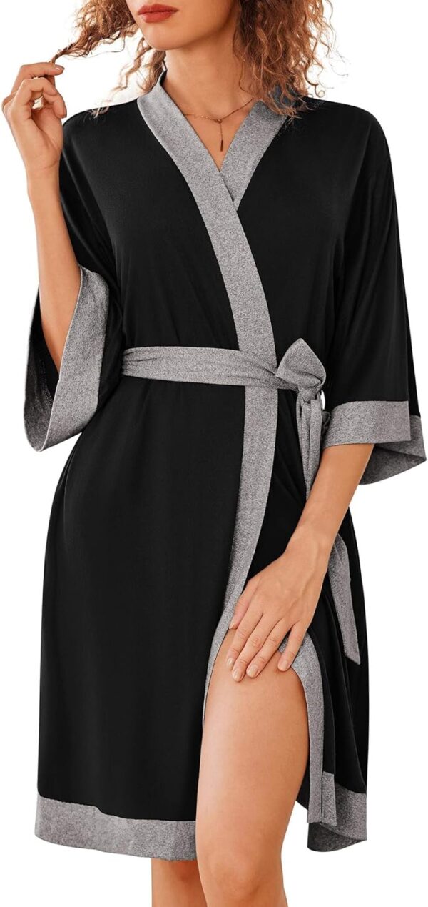Ekouaer Robes for Women Knee Length Bathrobe Lightweight Kim... - Image 2
