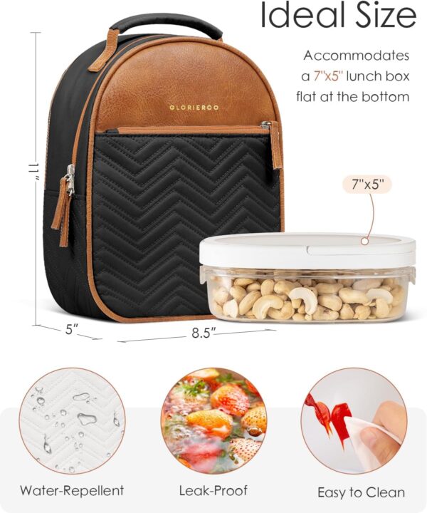 Insulated Lunch Box Bag for Women - Adult Vegan Leather Ligh... - Image 6