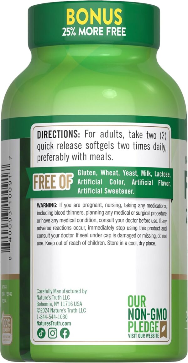 Nature's Truth Burpless Fish Oil 2400mg | 250 Softgels | 720... - Image 8