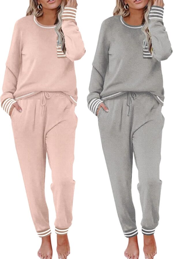 Ekouaer 2 Pack Womens Pajama Sets Long Sleeve Lounge Sets So... - Image 2