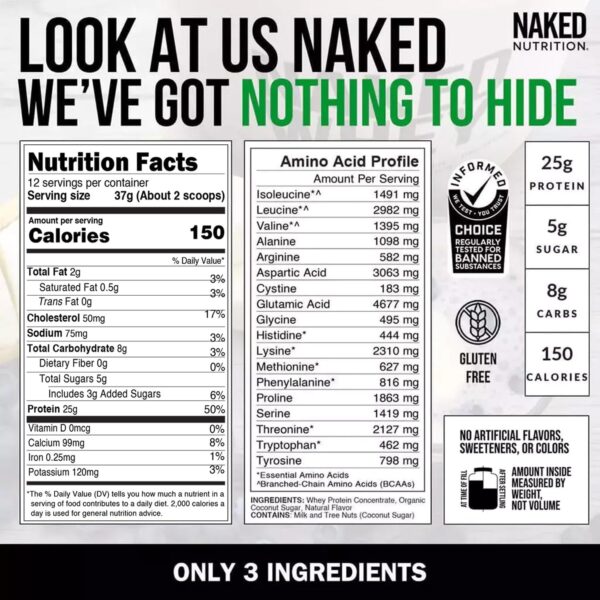 Naked Vanilla Whey Protein 1Lb, Only 3 Ingredients, All Natu... - Image 5