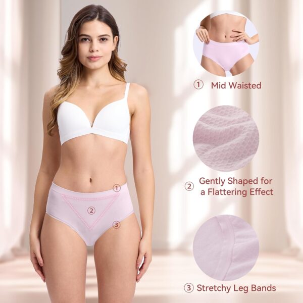 BAMBOO COOL Women's Underwear Mid Waisted Brief Ladies Seaml... - Image 7