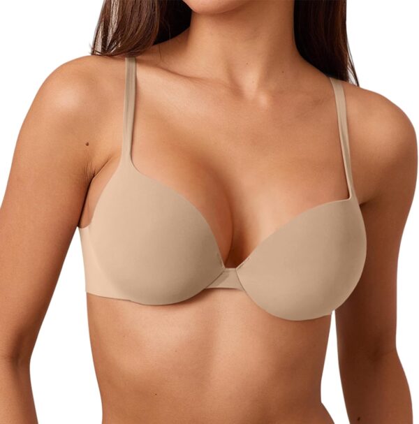 REORIA Women's Teardrop Push Up Underwire Bra Sexy Plunge Se... - Image 2
