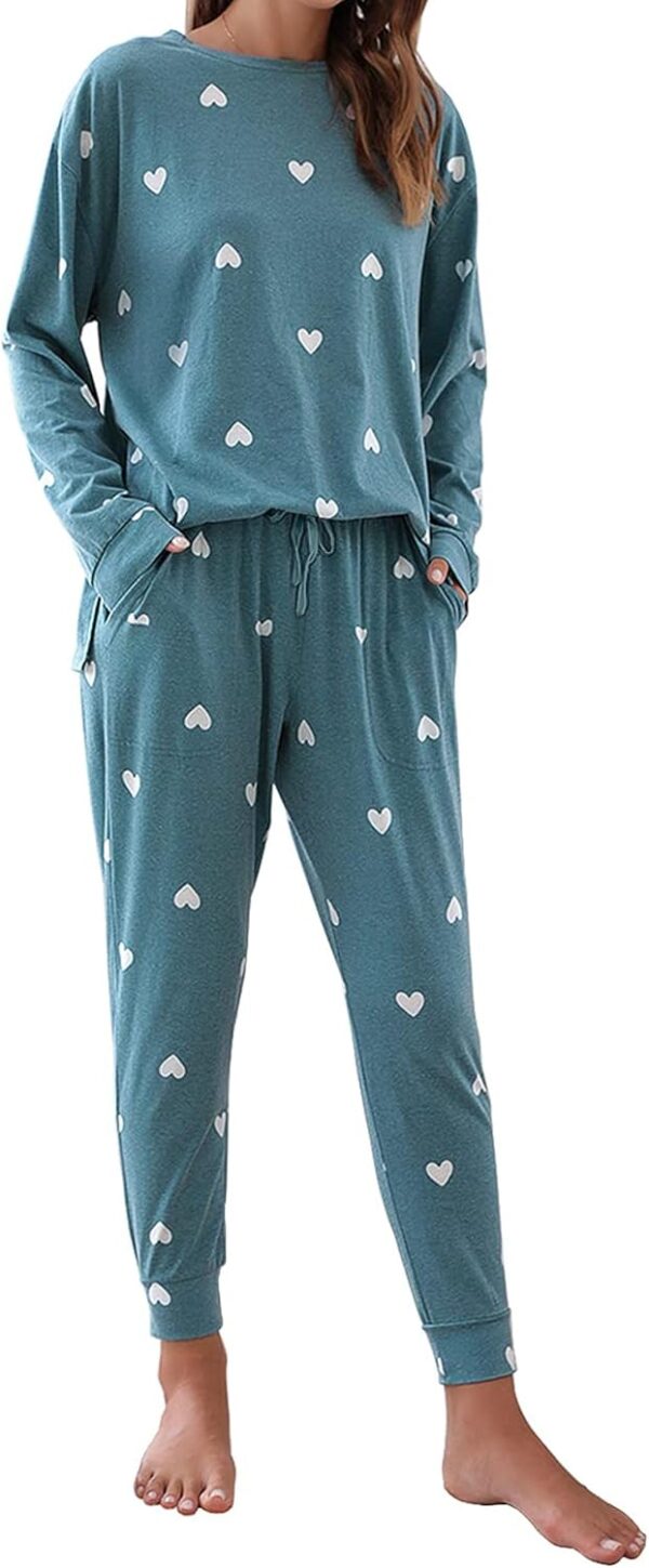 Blooming Jelly Womens Cute Pajama Sets Long Sleeve Heart Pri... - Image 2