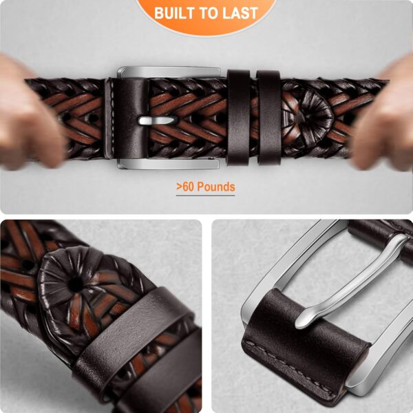 BULLIANT Mens Belts,Leather Woven Braided Belts for Gift Men... - Image 7