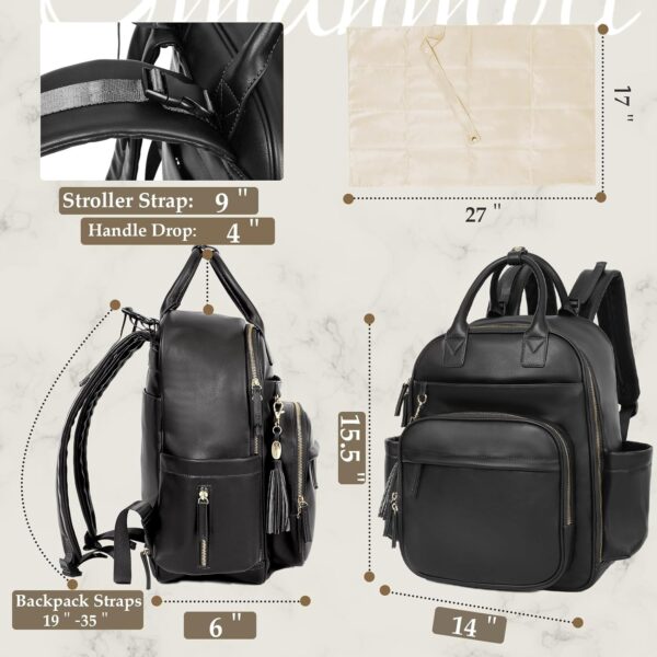 Diaper Bag Backpack,Leather Baby Bag with 16 Pockets,Large T... - Image 4