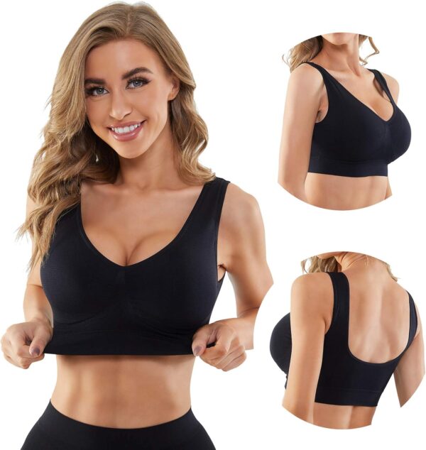 Seamless Sports Bras for Women 3 Pack,Wireless Bras Low Impa... - Image 2