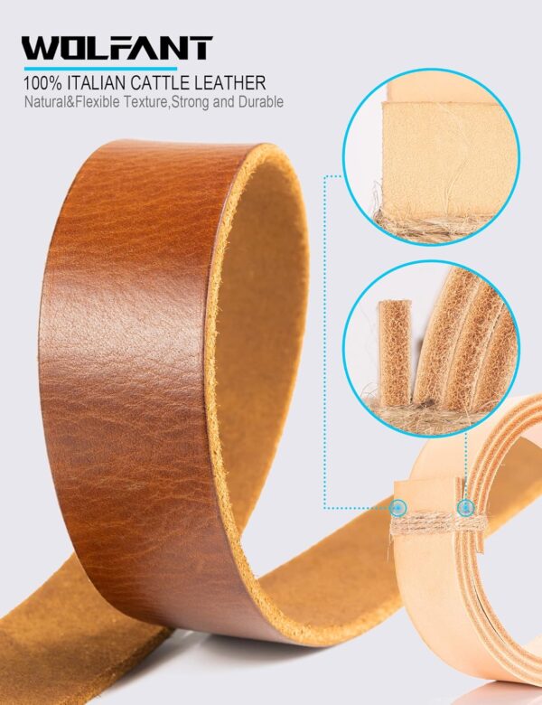 WOLFANT Leather Belt for Men,100% Italian Full Grain Real So... - Image 4