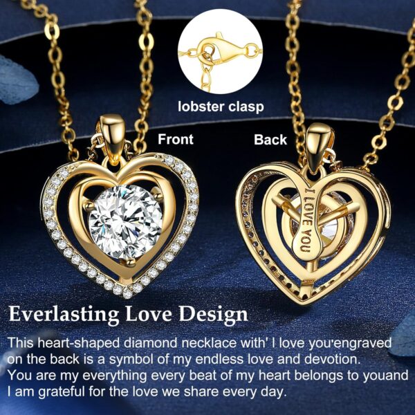 Heart Pendant Gold Necklace for Women Moissanite Lab-Created... - Image 4