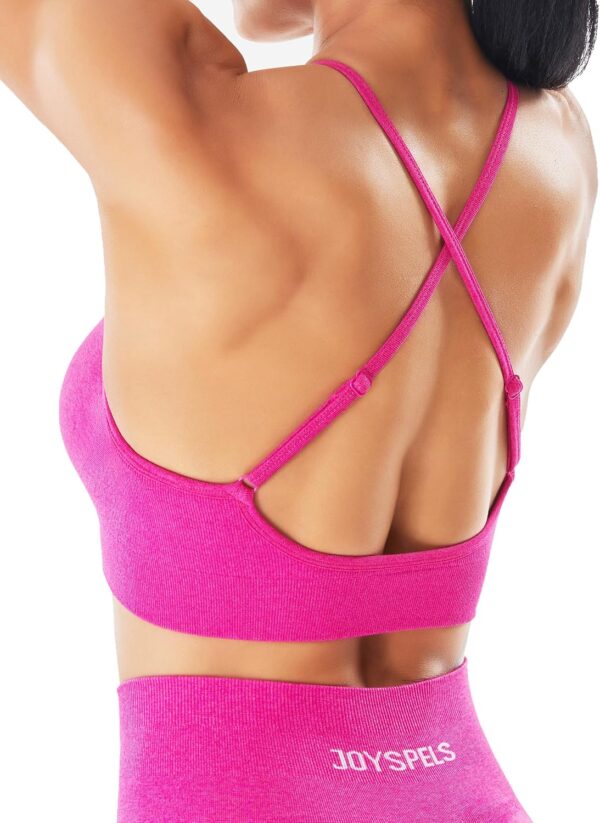 JOYSPELS Seamless Sports Bra for Women Strappy Workout Yoga ... - Image 2
