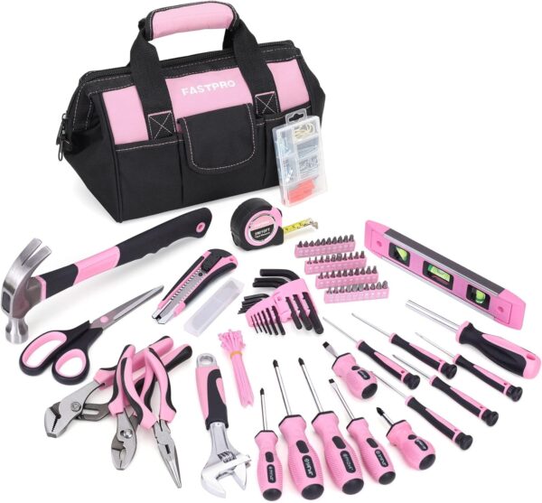 FASTPRO Pink Tool Set, 220-Piece Lady's Home Repairing Tool ... - Image 2