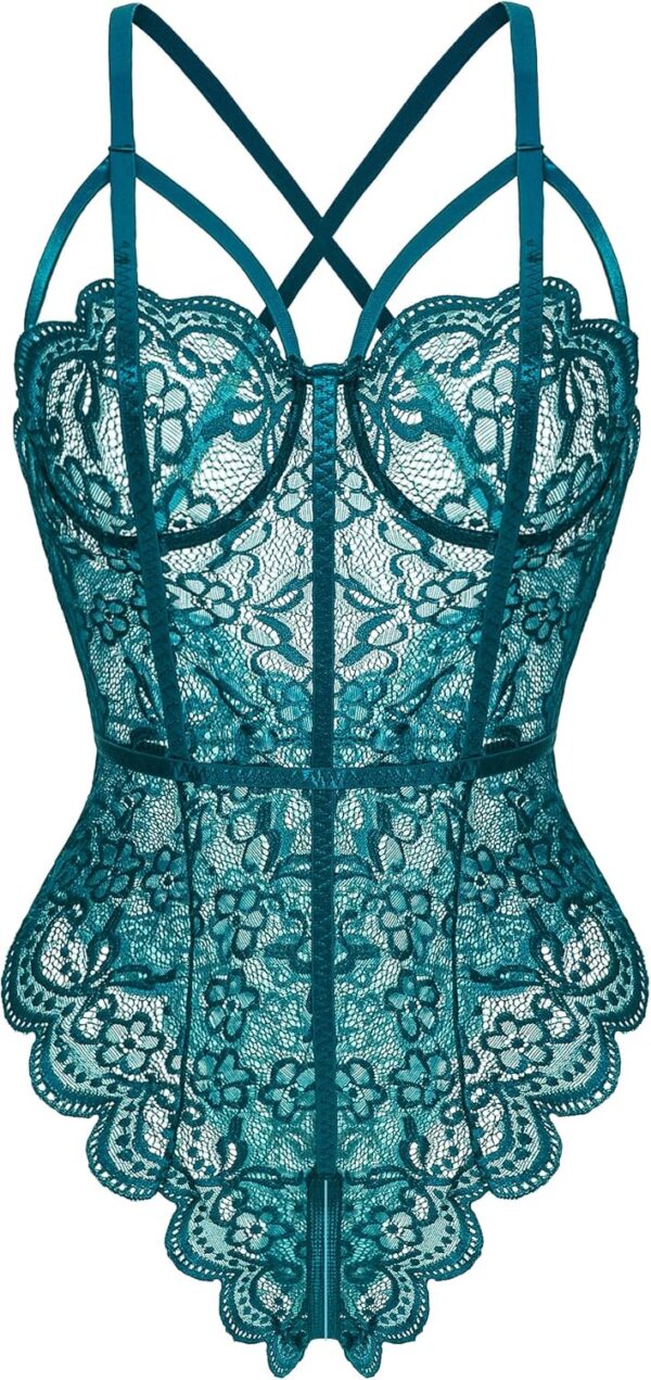 klier Lingerie for Women One Piece Teddy Floral Lace Bodysui... - Image 2