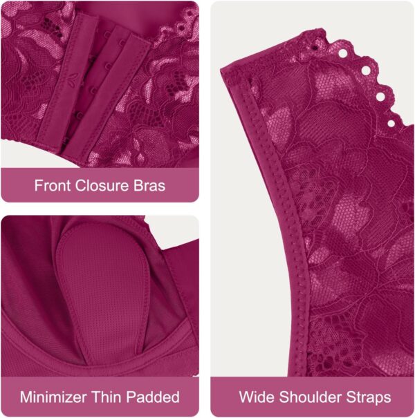 Front Closure Lace Bras for Women Posture Smooth Back Wirefr... - Image 5