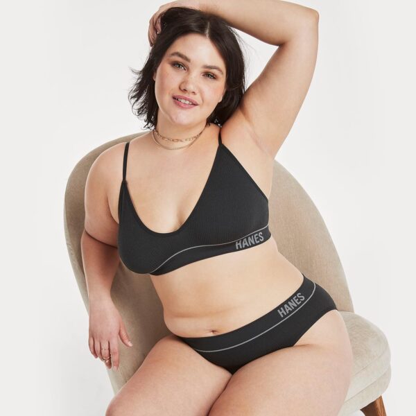 Hanes Women's Originals Seamless Triangle Rib Bralette, Soft... - Image 5