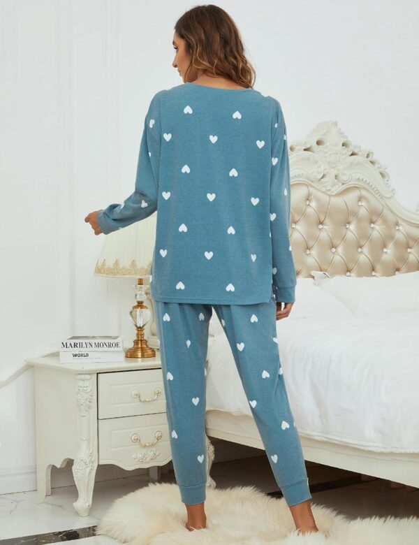Blooming Jelly Womens Cute Pajama Sets Long Sleeve Heart Pri... - Image 3