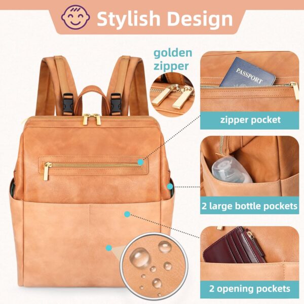 MOMINSIDE Diaper Bag Backpack, Baby Bag Leather with 16 Pock... - Image 5
