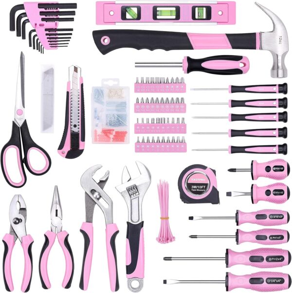 FASTPRO Pink Tool Set, 220-Piece Lady's Home Repairing Tool ... - Image 4