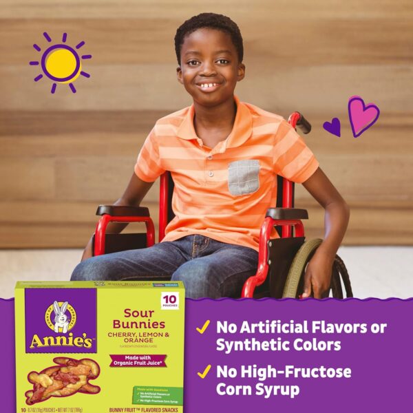 Annie's Sour Bunnies Fruit Flavored Snacks, Cherry, Lemon & ... - Image 6