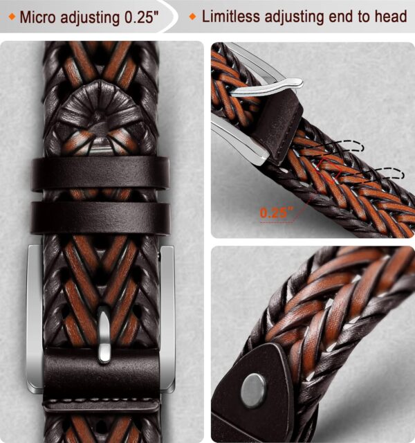 BULLIANT Mens Belts,Leather Woven Braided Belts for Gift Men... - Image 6