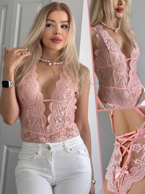 Aranmei Sexy Lingerie for Women Hollow Out Floral Lace Bodys... - Image 4