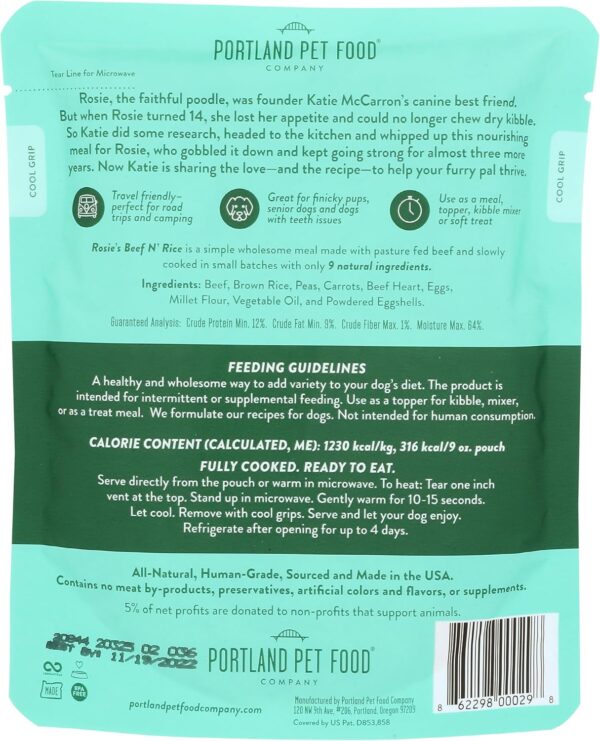 Rosie'S Beef N' Rice All Natural Dog Meal In A Pouch Microwa... - Image 3