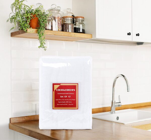 Utopia Kitchen White Flour Sack Towels [12 Pack - 28 x 28 In... - Image 7