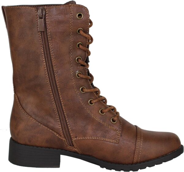Forever Link Womens Round Toe Military Lace up Knit Ankle Cu... - Image 3