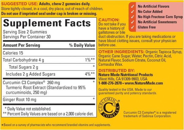 Nature Made Turmeric Curcumin 250mg Per Serving, Dietary Sup... - Image 6