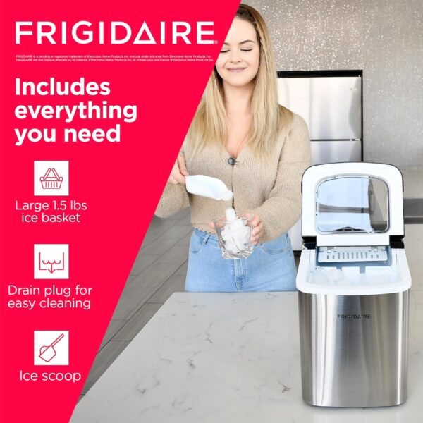 Frigidaire Compact Countertop Ice Maker, Makes 26 Lbs. of Bu... - Image 7