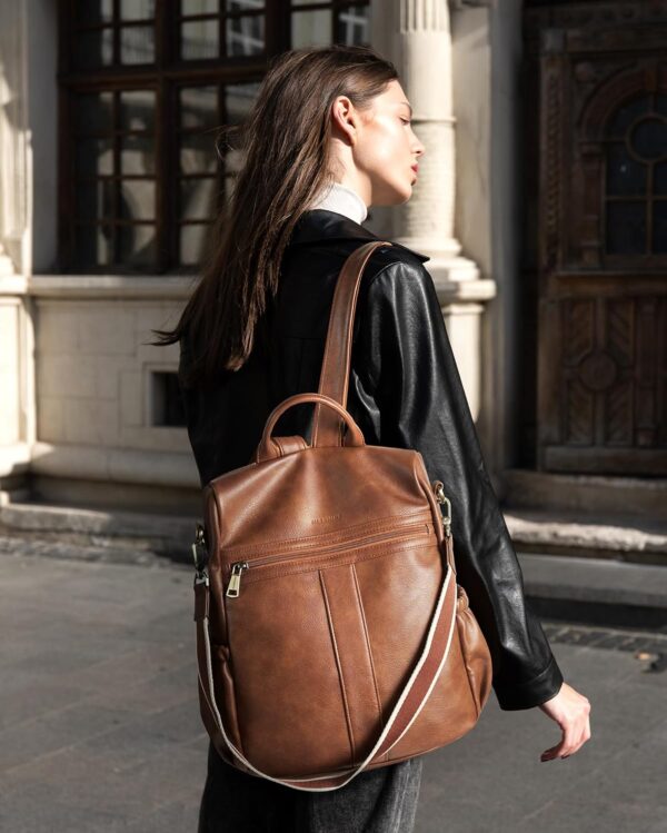 Missnine Backpack Purse for Women, PU Leather Anti-theft Bac... - Image 3