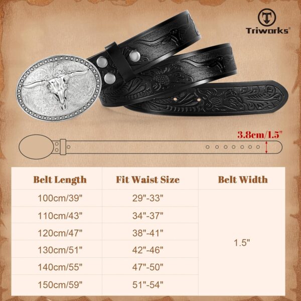 Western Belts for Men Women, Cowboy Cowgirl Belt Embossed We... - Image 7