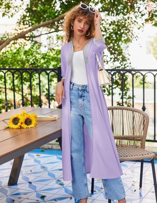 Ekouaer Women's Zipper Robe 3/4 Sleeves Housecoat Full Lengt... - Image 6