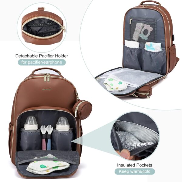 LOVEVOOK Leather Diaper Bag Backpack, Quilted Baby Bag with ... - Image 6