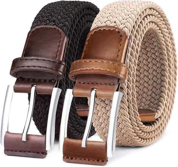 BULLIANT Belt for Men 2Pack,Mens Gift Stretch Braided Web Be... - Image 2